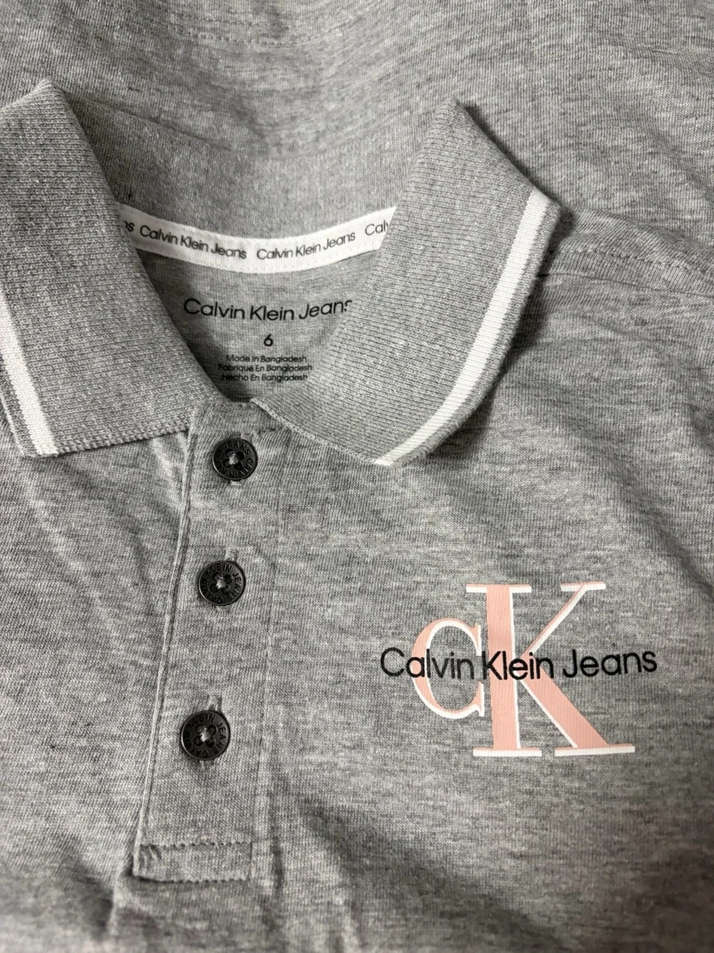 Calvin Klein Jeans Gray Polo with Pink CK Logo